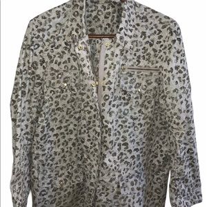 Chicos Zip Front  Animal Print Sequin jacket XL